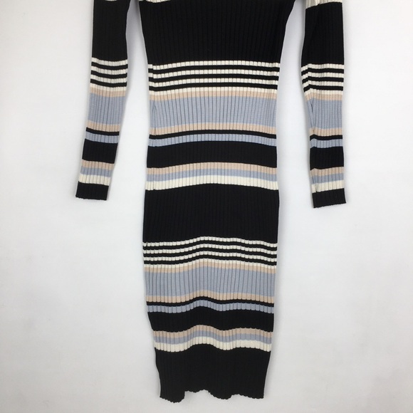 Y2K Ribbed Turtleneck Sweater Dress Women’s Size XL Black Blue Tan Almost Famous - Picture 9 of 11